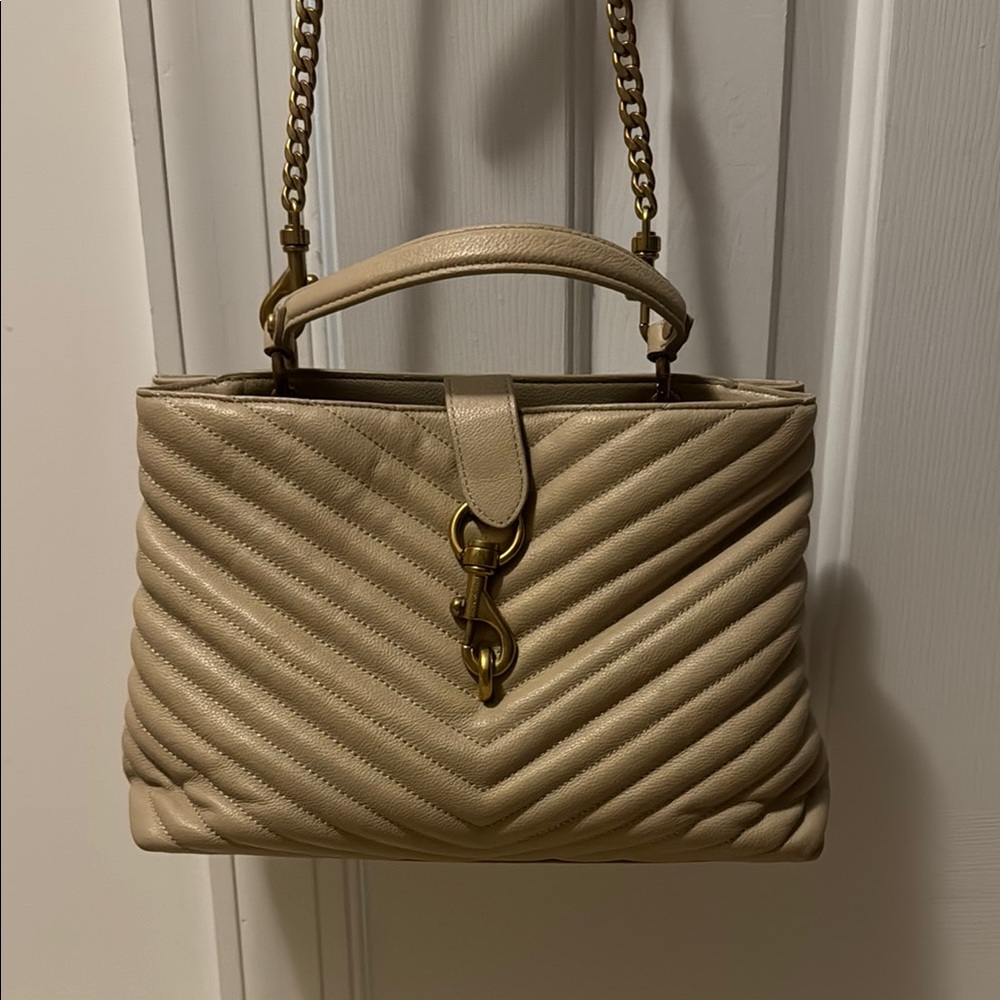 Rebecca Minkoff Beige Chevron Satchel Bag